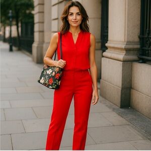 Jones New York red cropped slacks great quality!